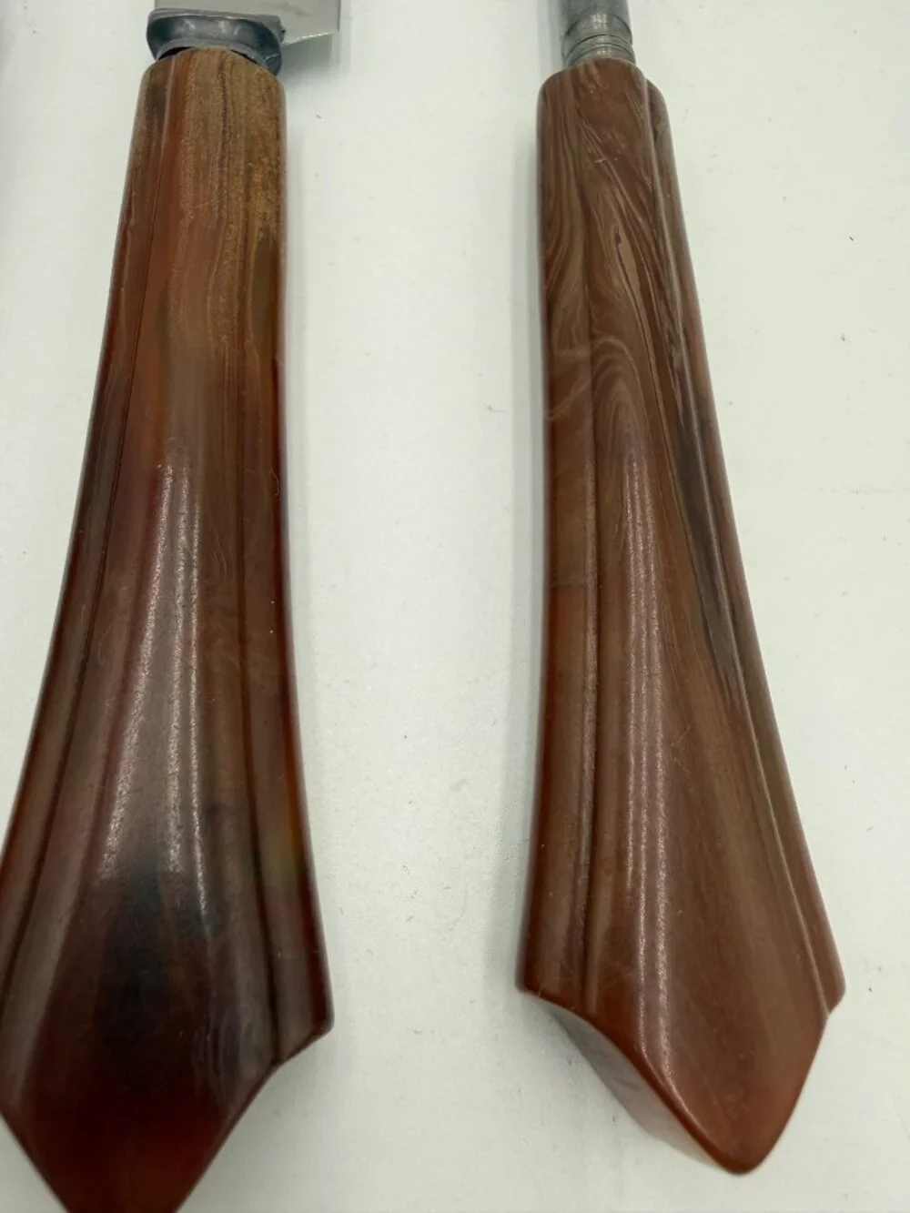 Vintage 3-Piece Carving Set Bakelite Handles Stainless Steel Fork Knife Sharpeni
